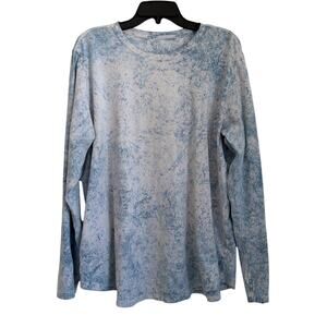 Lululemon Long Sleeve Tie Dye Speckled Tee White Blue Relaxed Fit Women’s XL